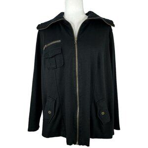 Tommy Hilfiger Women's Black‎ Full Zip Long Sleeve Minimalist Jacket 1X/C44